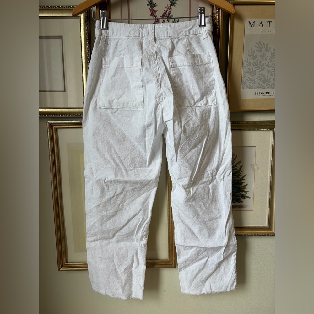 Frank & Eileen Kinsale Cotton Linen Pant White Size 0 Classic Minimalist Trouser - Picture 5 of 11